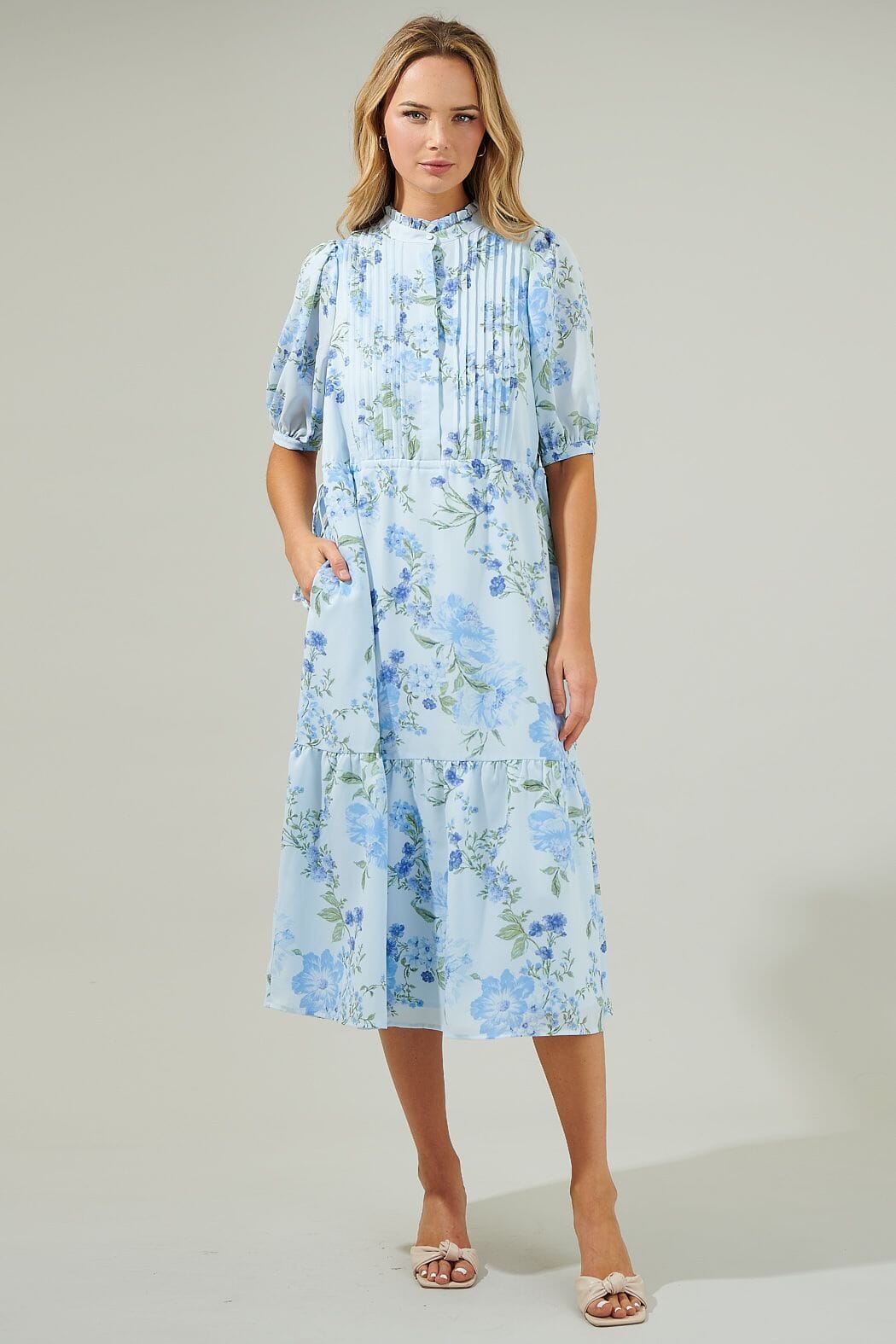 Powder Blue Floral Midi Sugarlips