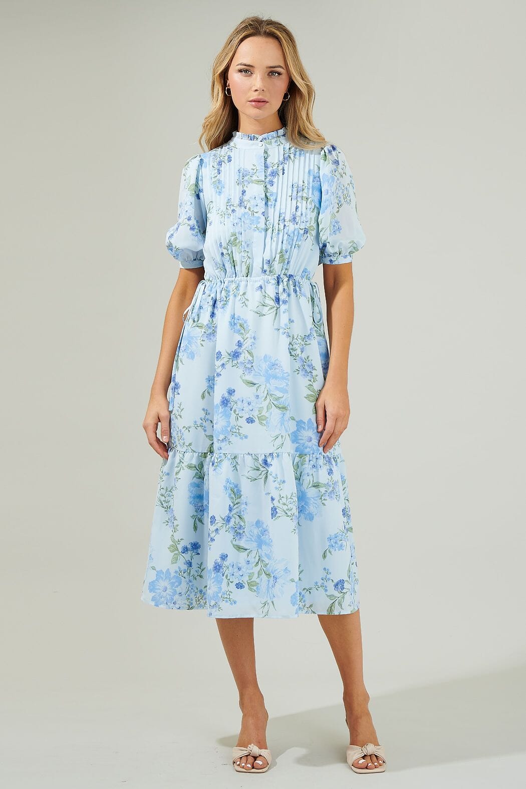 Powder Blue Floral Midi Sugarlips