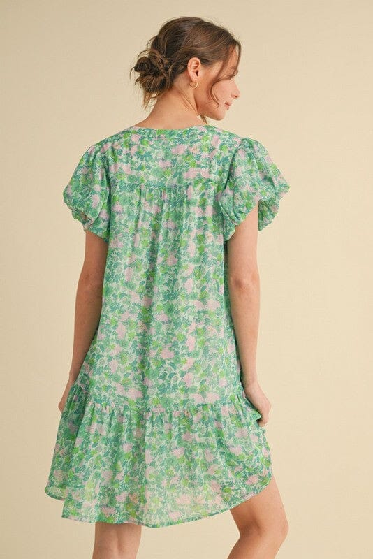 Print Chiffon Flounce Hem Dress Jodifl