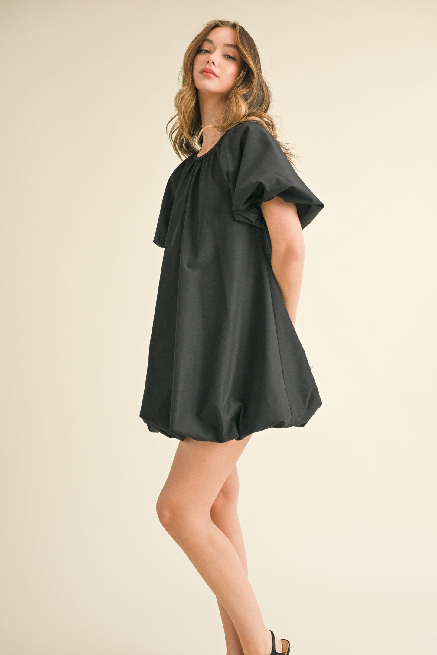 PUFF SLEEVE BUBBLE HEM MINI DRESS Klesis