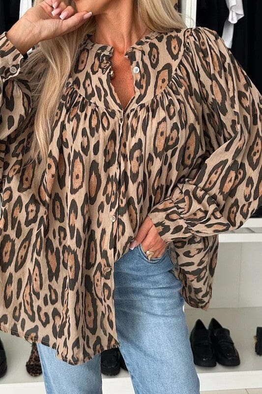 Puff Sleeve Leopard Top Wholesalesir