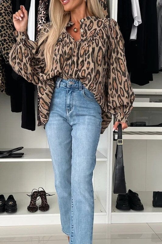 Puff Sleeve Leopard Top Wholesalesir