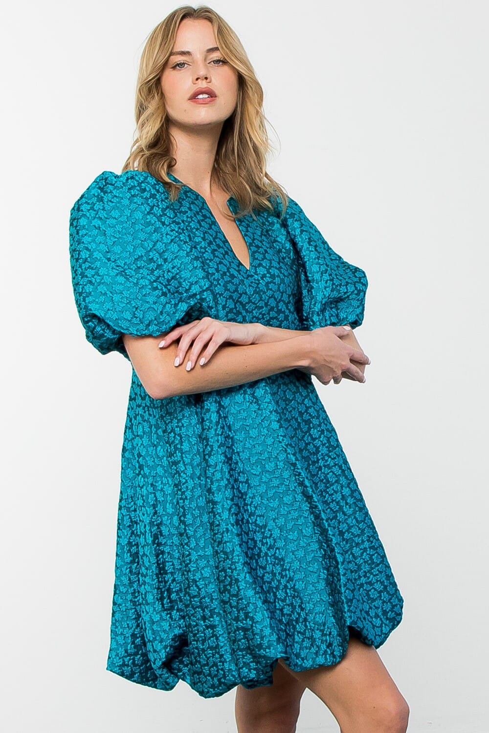 Puff Sleeve Textured Dress thml