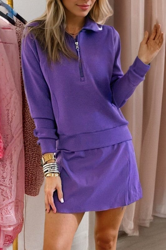 Quarter Zip Skort Set Shewin small Purple