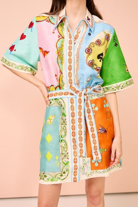 Queen of Hearts Belted Playful Print Dress Asia Direct