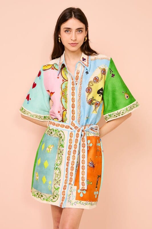 Queen of Hearts Belted Playful Print Dress Asia Direct