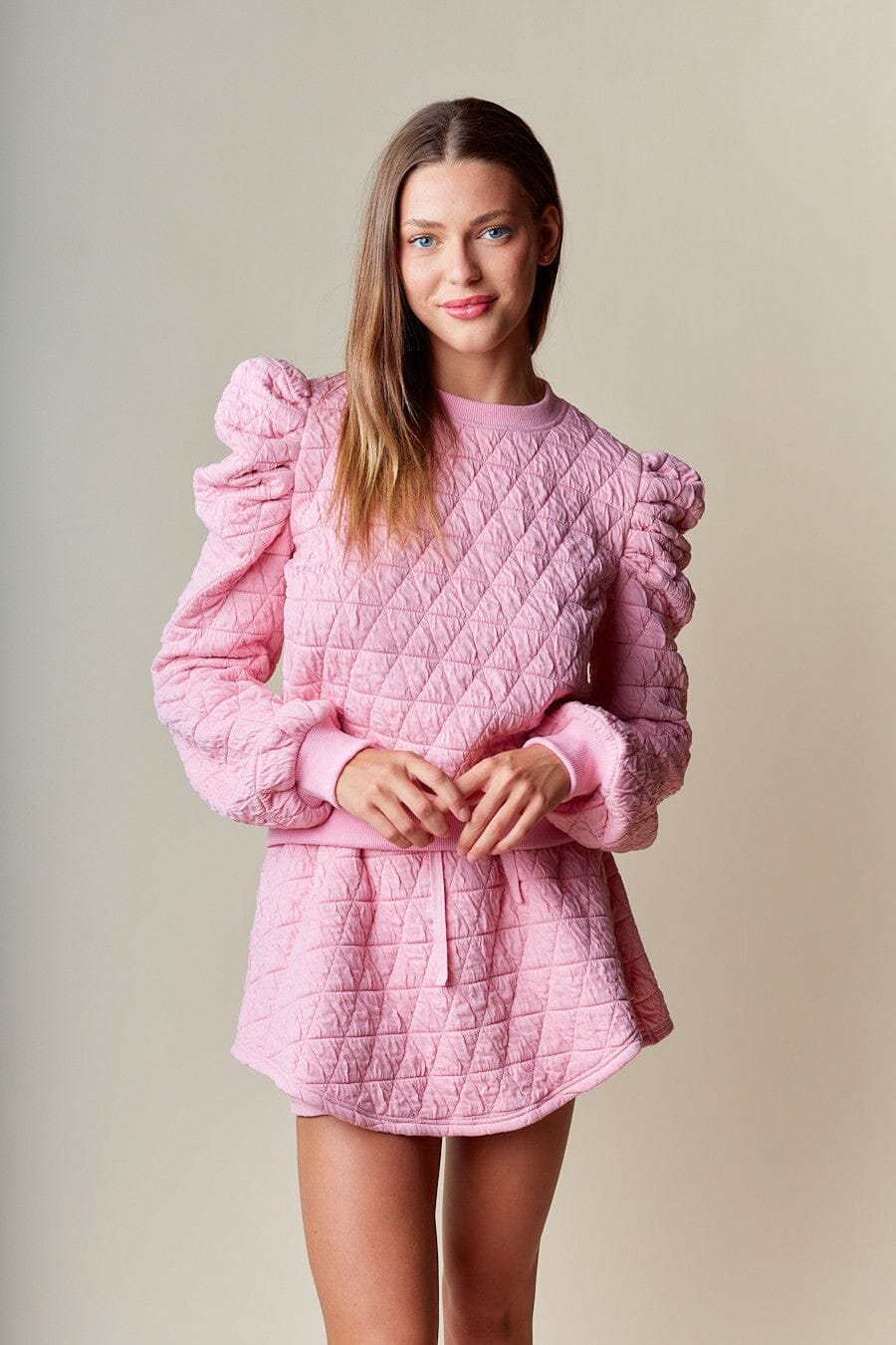 Quilted Puff Sleeve Top And Skort Set rareraw