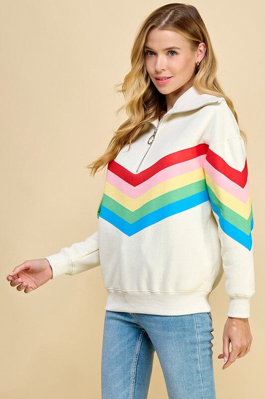 Rainbow Striped Quarter Zip TCEC