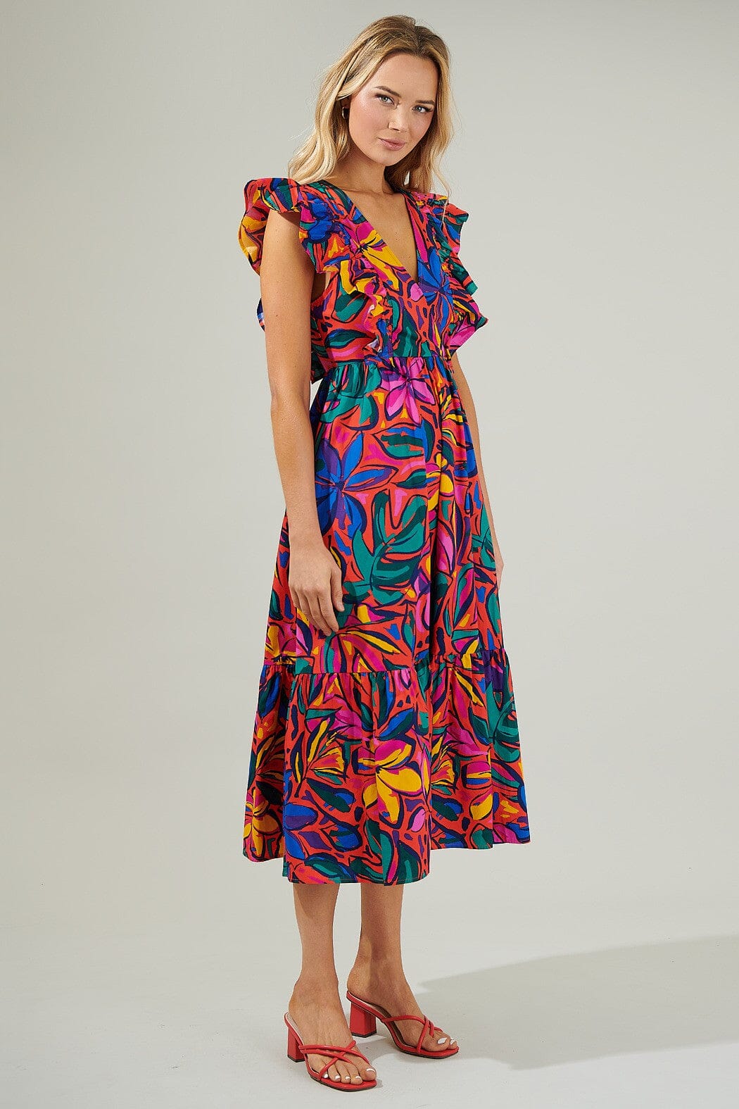 Rainbow Tropics Fairness Poplin Surplice Dress Sugarlips