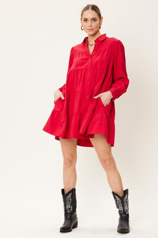 Red Button Down Tiered Dress idem ditto