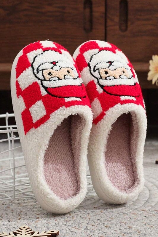 Red Check Santa Slippers Shewin
