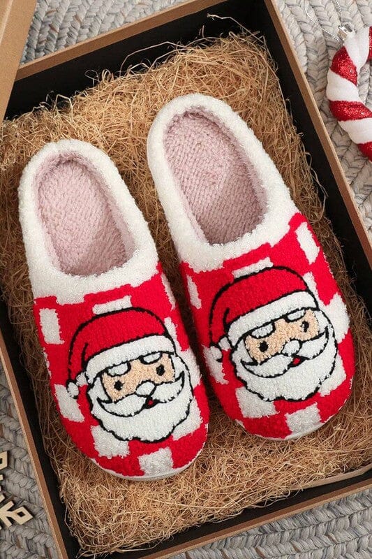 Red Check Santa Slippers Shewin