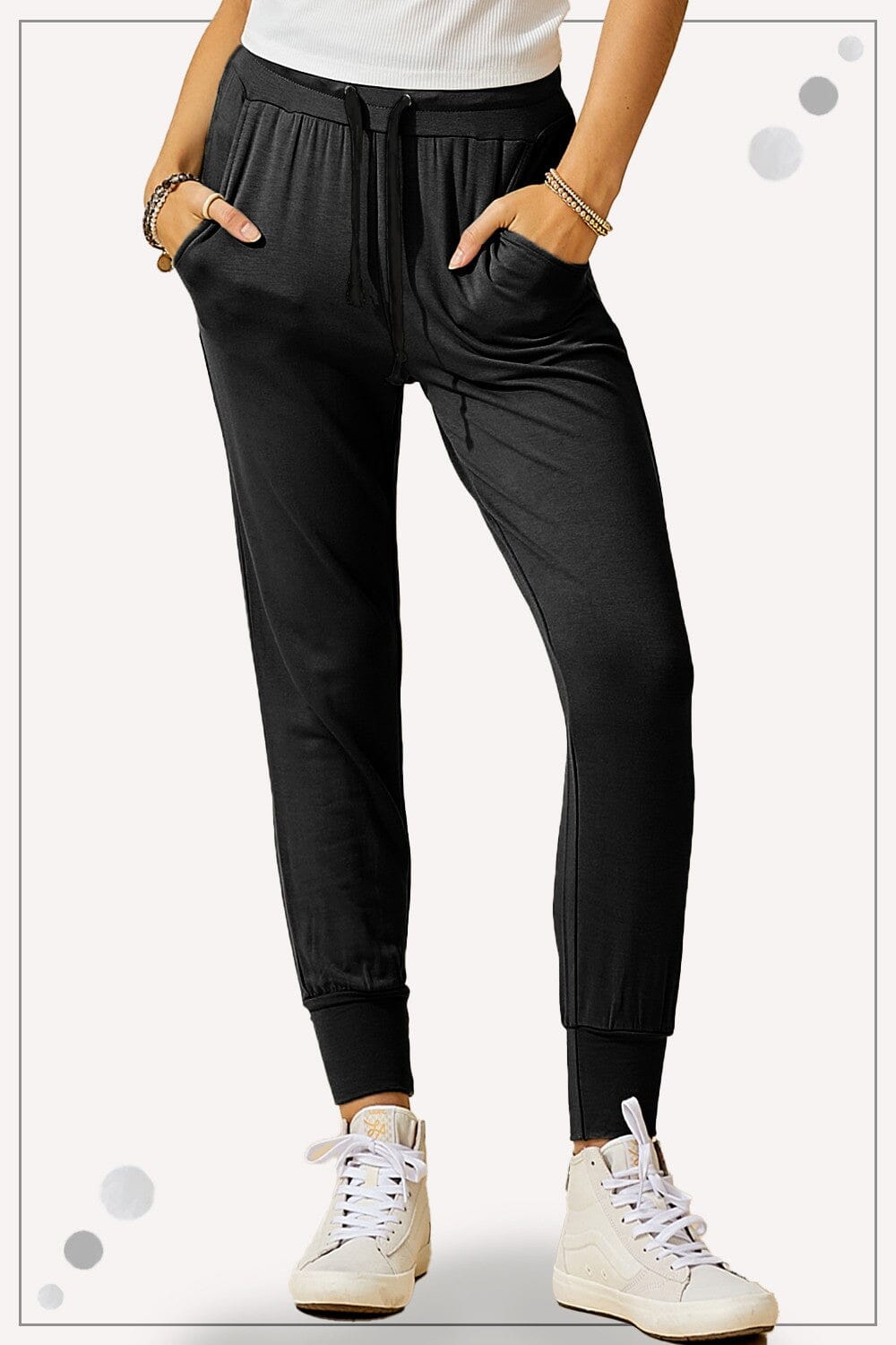 RELAXED FIT DRAWSTRING JOGGER SWEATPANTS LA MIEL