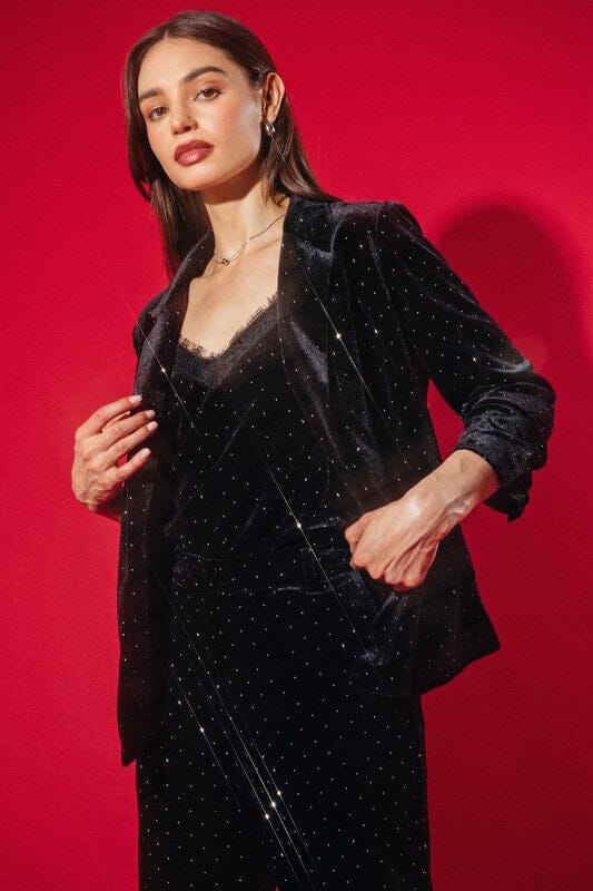Rhinestone Velvet Blazer skies are blue