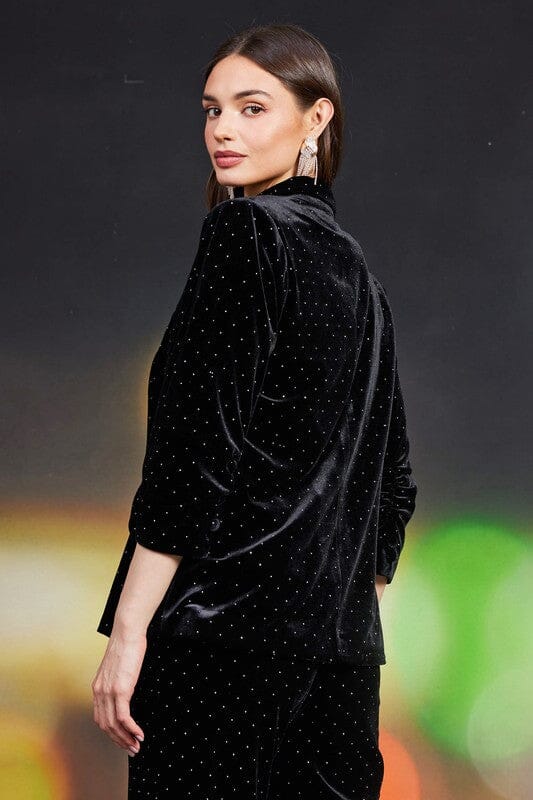 Rhinestone Velvet Blazer skies are blue