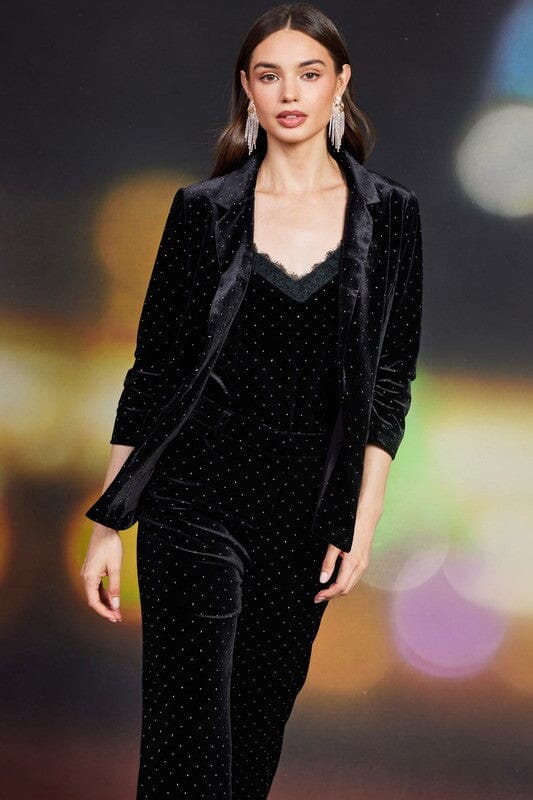 Rhinestone Velvet Blazer skies are blue