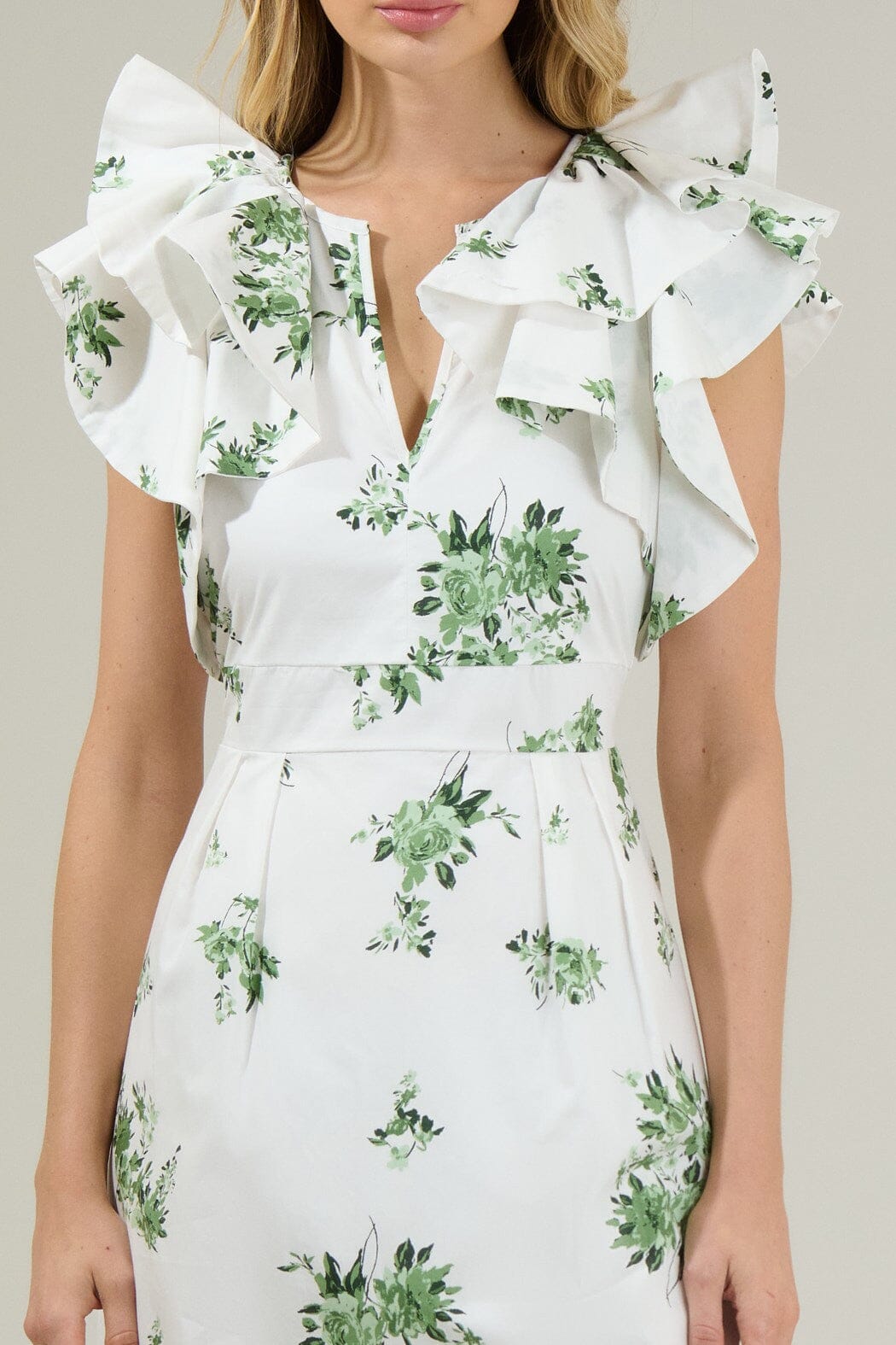 Ria Floral Santana Tie Back Midi Dress Sugarlips