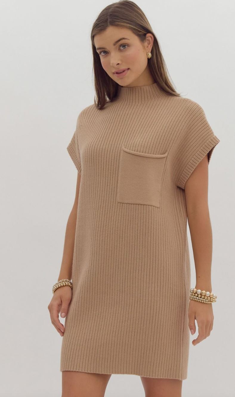 Ribbed Knit Cap Sleeve Dress entro
