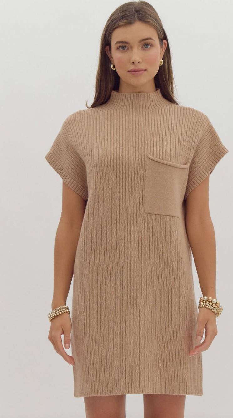 Ribbed Knit Cap Sleeve Dress entro