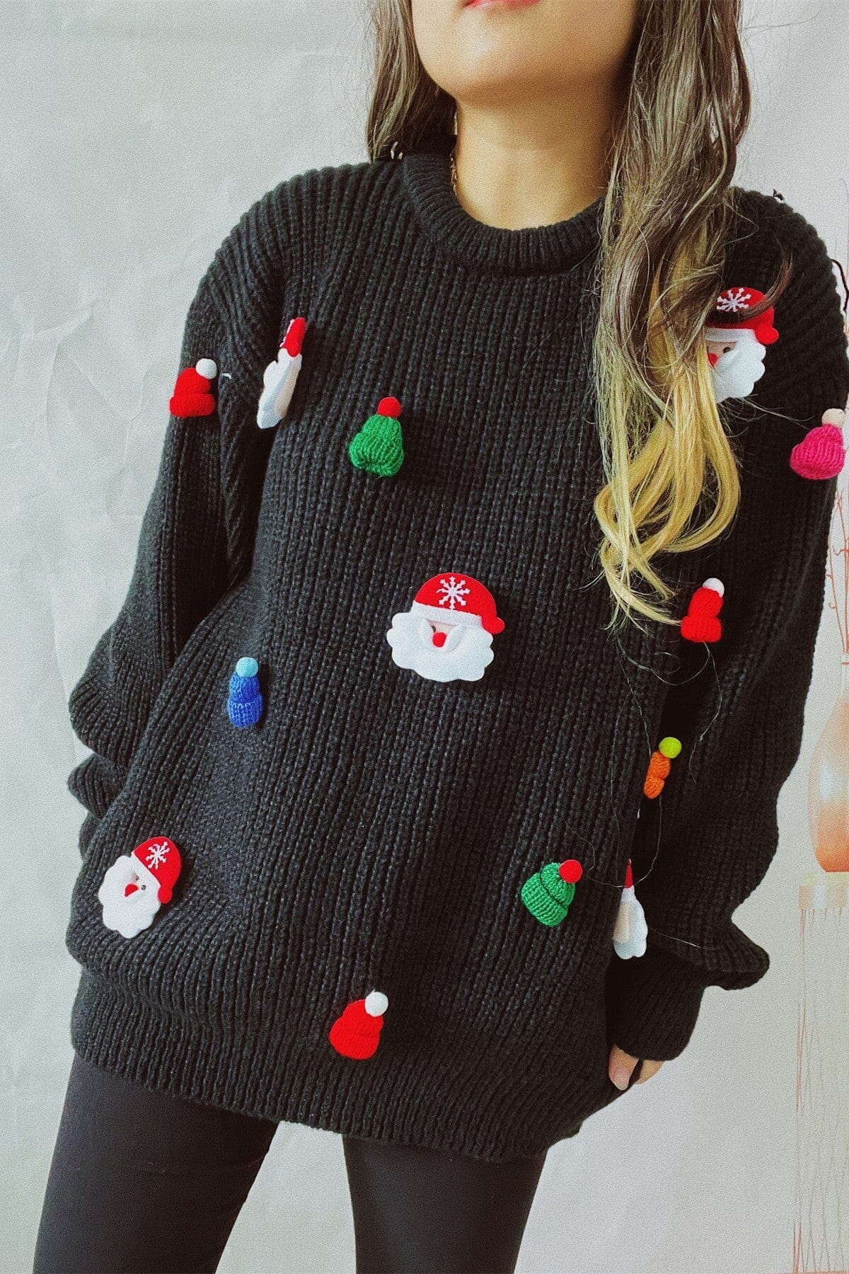 Ribbed Sweater with Christmas Patches Asia Direct