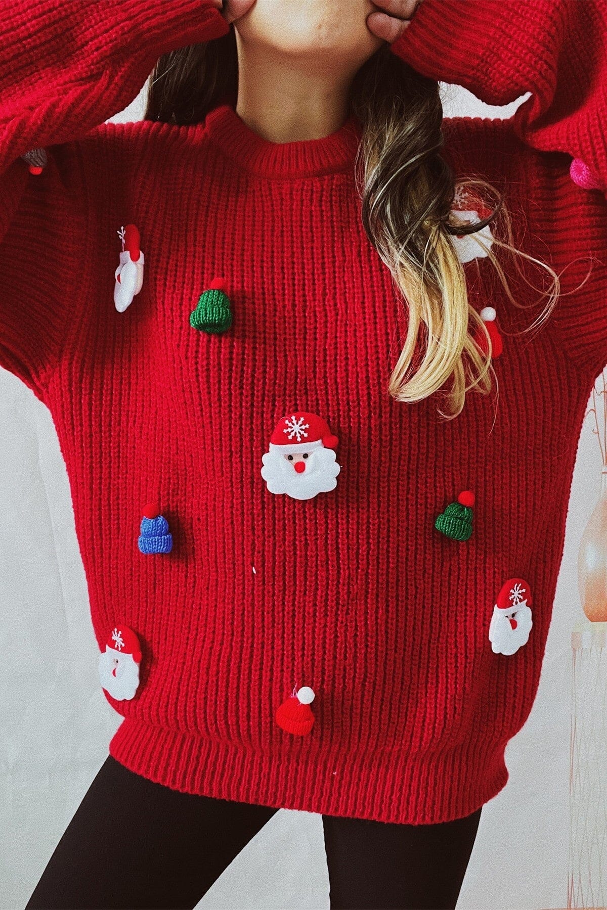 Ribbed Sweater with Christmas Patches Asia Direct