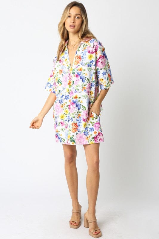 Riley Floral Shirt Dress Olivaceous