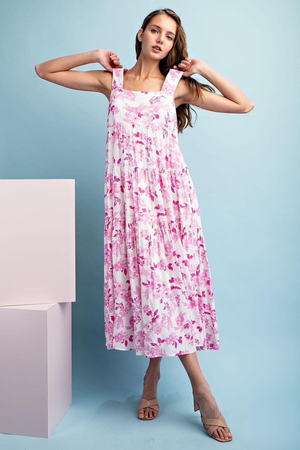 Rose Floral Tiered Midi Eesome