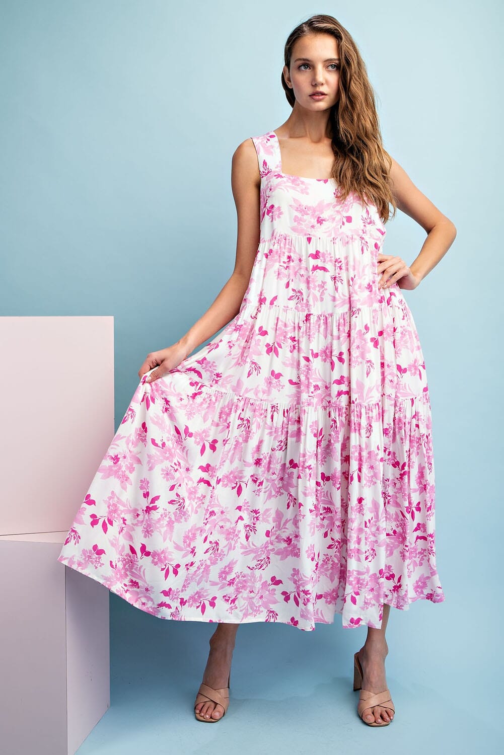 Rose Floral Tiered Midi Eesome