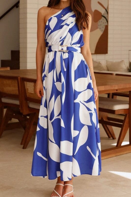 Royal and White One Shoulder Maxi Wholesalesir