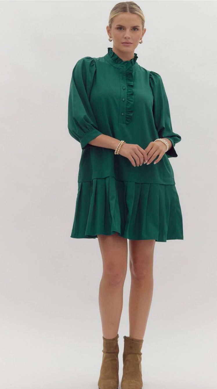Ruffle Detailing Mock Neck Dress entro