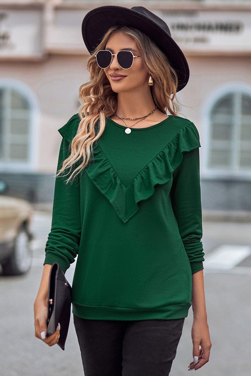 Ruffle V LS Top supreme fashion