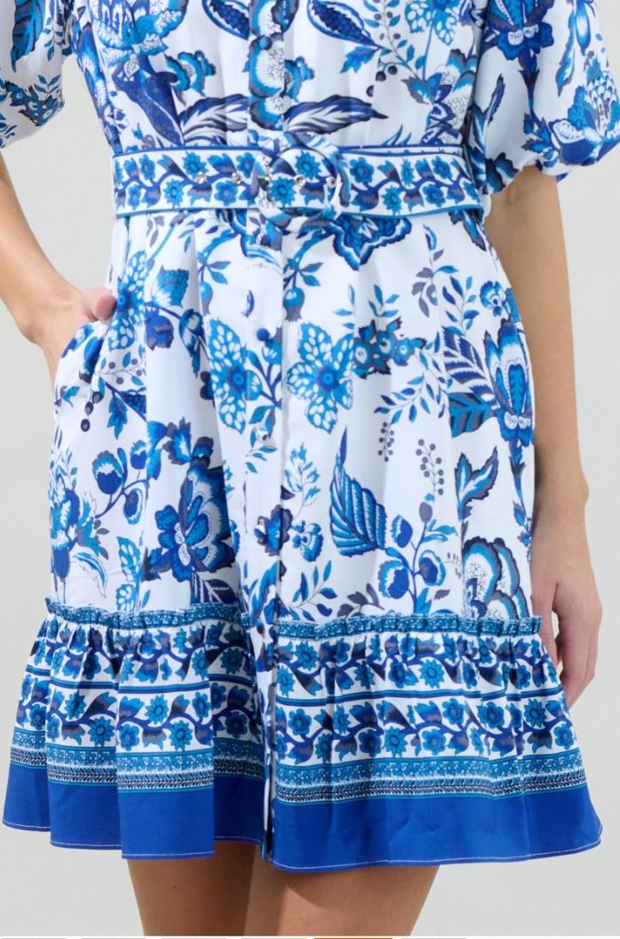 Salema Floral Button-Down Mini Dress Sugarlips