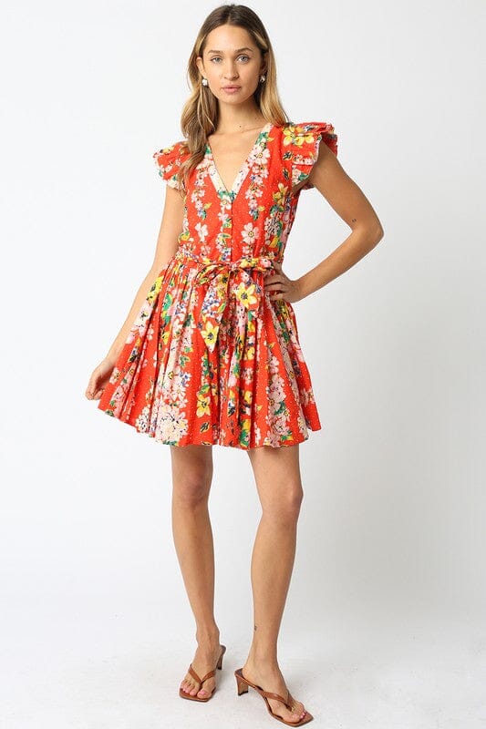 Sandra Floral Dress Olivaceous