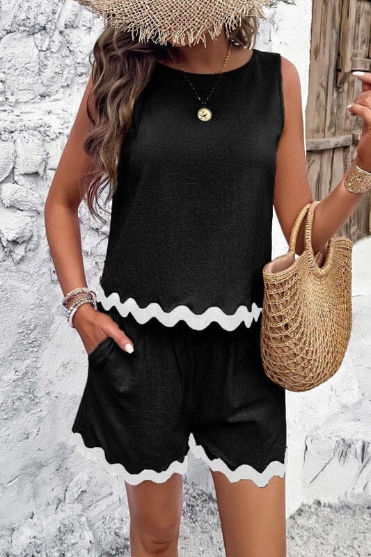 Scalloped Sleeveless Short Set Asia Direct