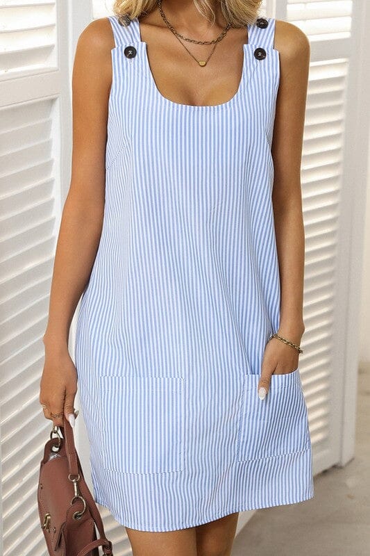 Seersucker Double Pocket Shift Dress Wholesalesir