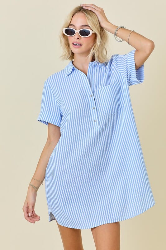 Seersucker Popover Dress SNAP-Something New And Pretty Seersucker Popover Dress SNAP-Something New And Pretty