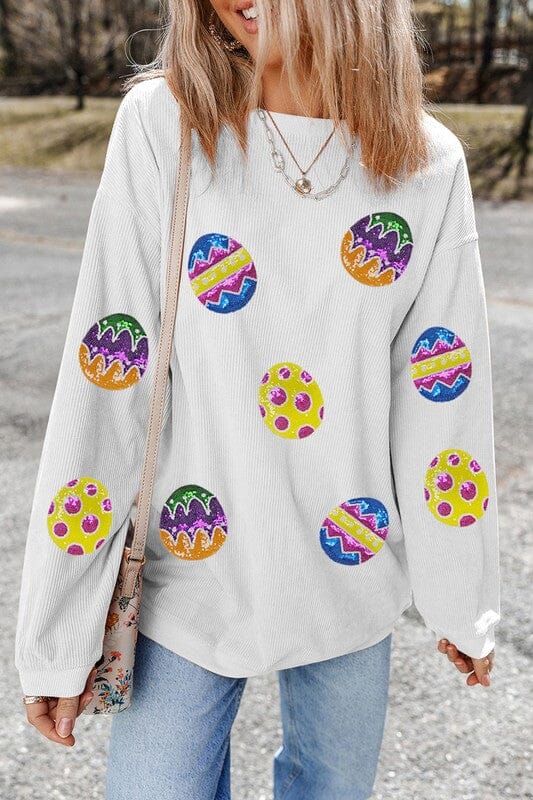 Sequin Easter Egg Oversized Top Shewin