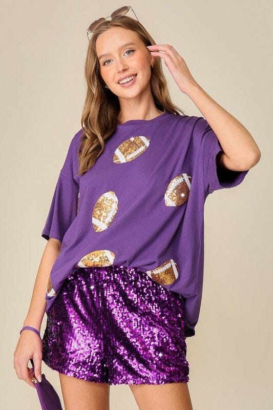 Sequin Football Tee Timing