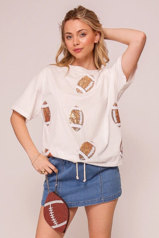 Sequin Football Tee Timing