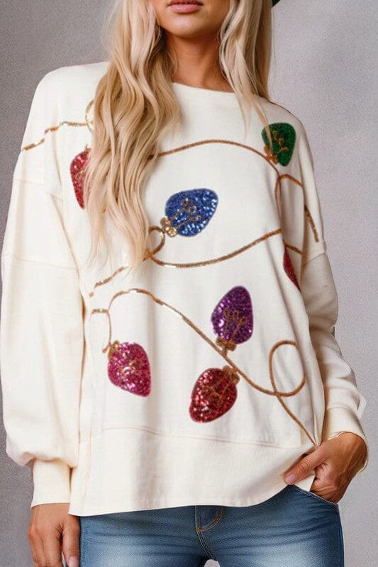 Sequin Lightbulb Oversized Sweatshirt Shewin