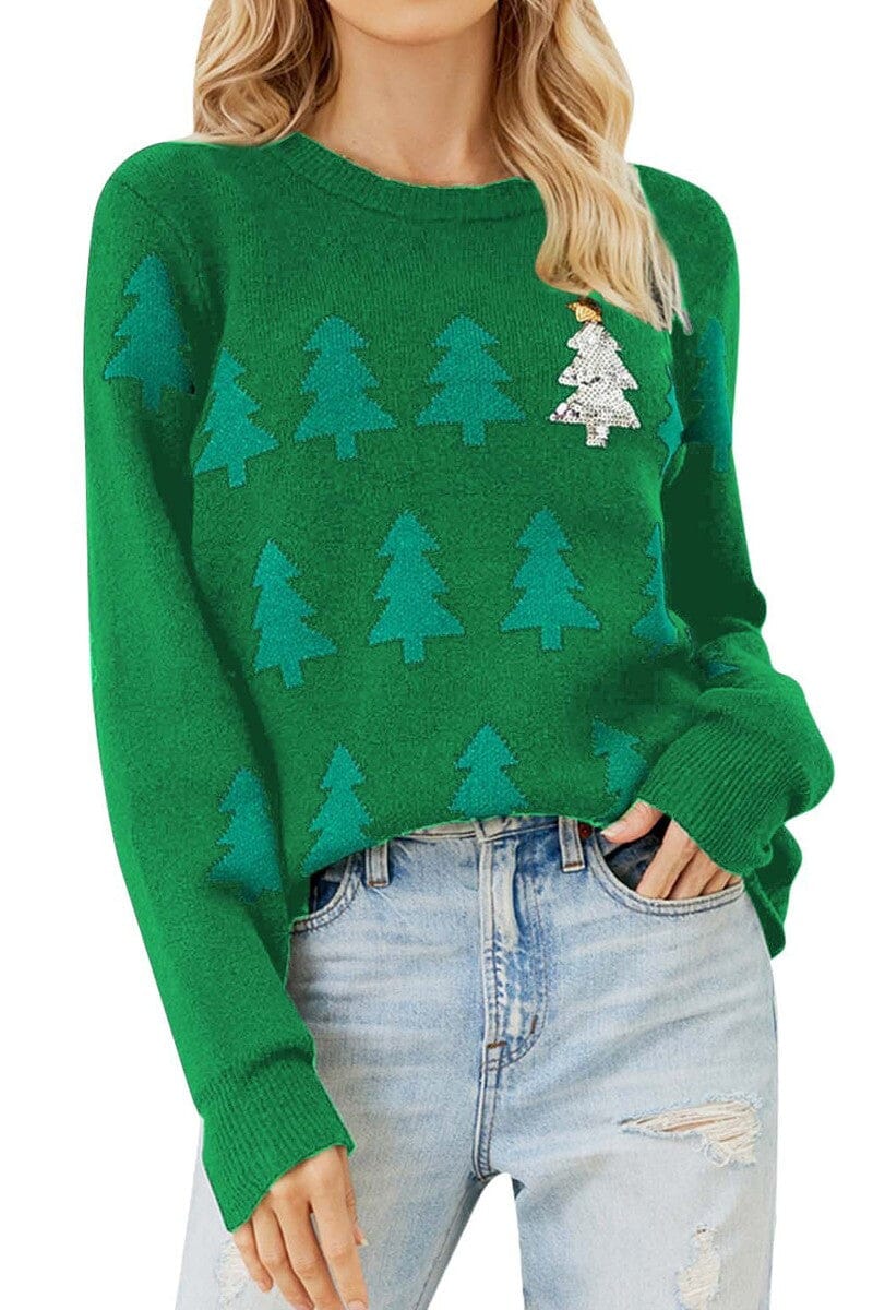 Sequin Tree Embroidered Sweater shoppingwill