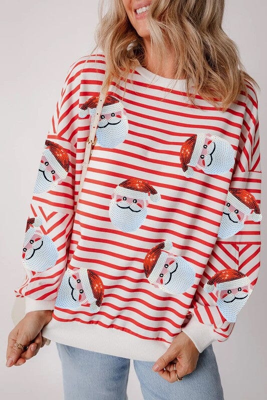 Sequined Santa Striped Top Shewin
