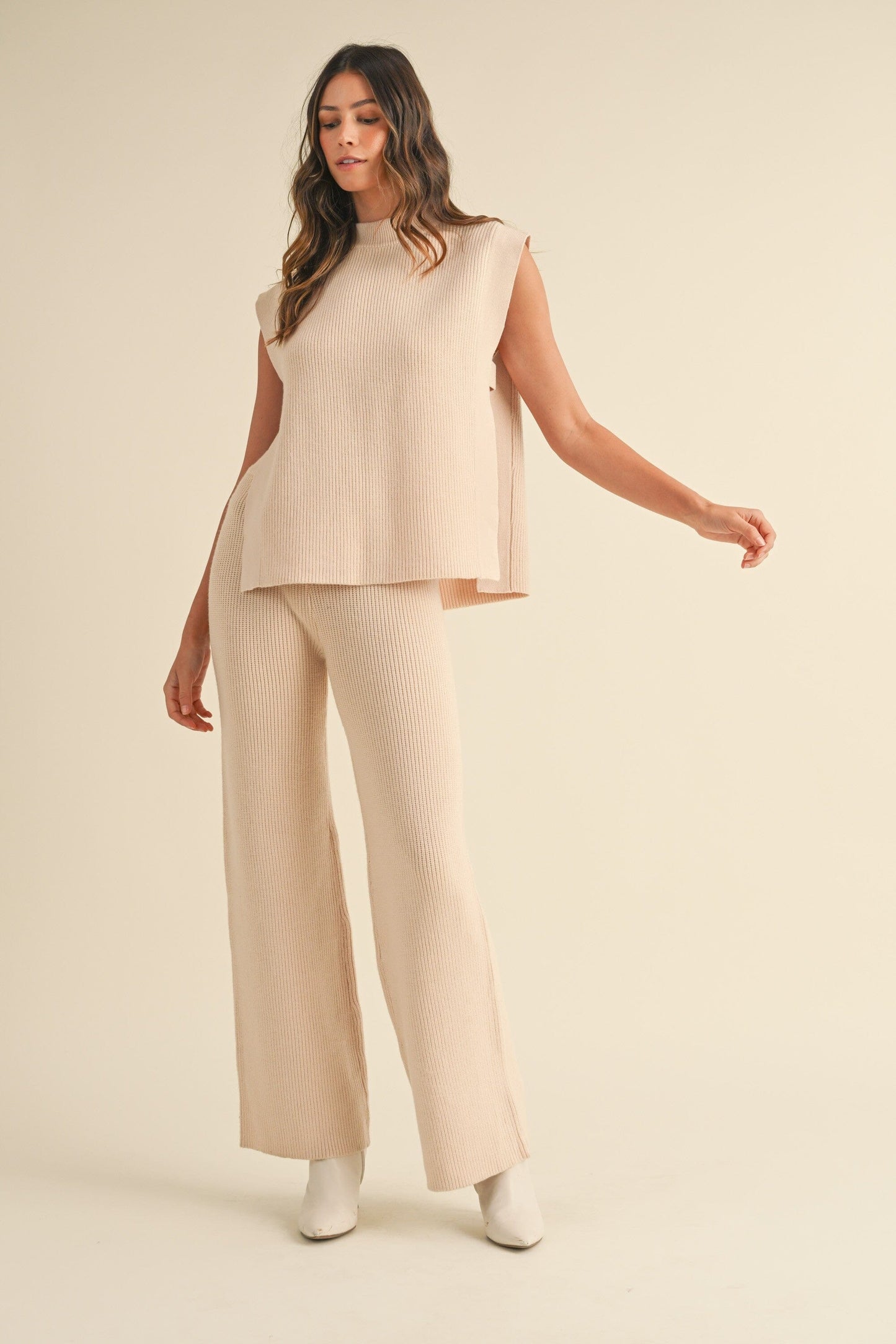 Side Slit Sweater Set mable