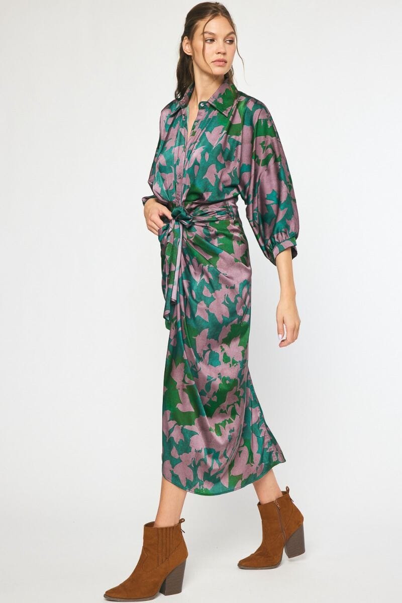 Silky Hunter Floral Wrap Waist Maxi entro