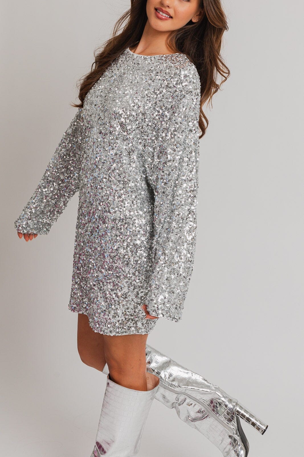 Silver Sequin LS Mini le lis