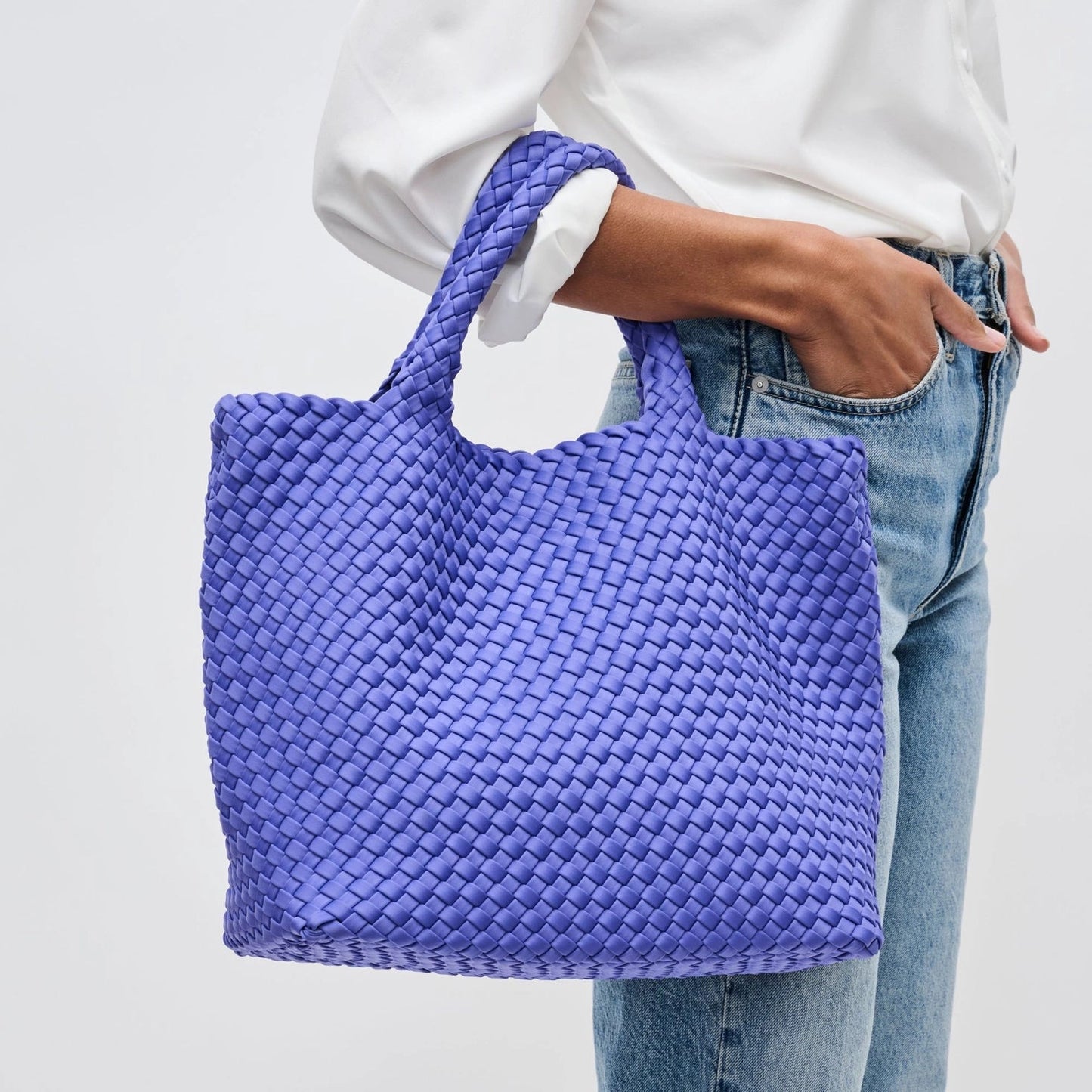 Sky's the Limit - Medium Woven Neoprene Tote with Crossbody Strap sol and selene