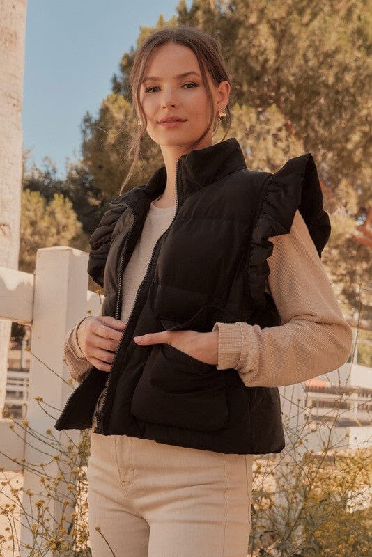 Solid Puffer Vest with Pockets jodifil