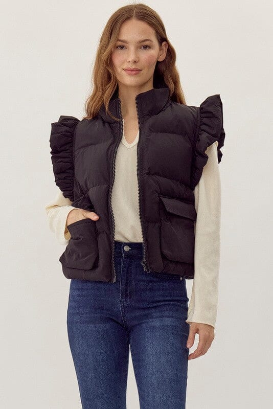 Solid Puffer Vest with Pockets jodifil