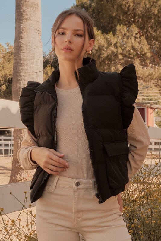 Solid Puffer Vest with Pockets jodifil