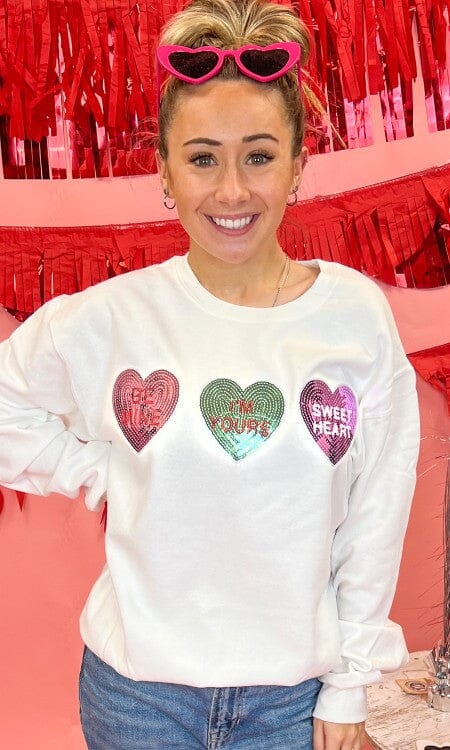 Sparkle Conversation Heart Sweatshirt Tees2urdoor
